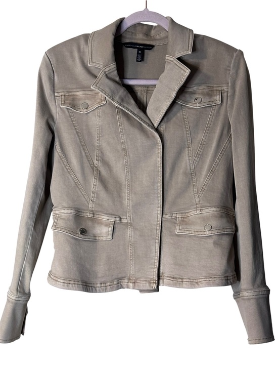 White House Black Market Jackets & Blazers - White House Black Market Taupe Jean Jacket, Peplum back, sz 10
